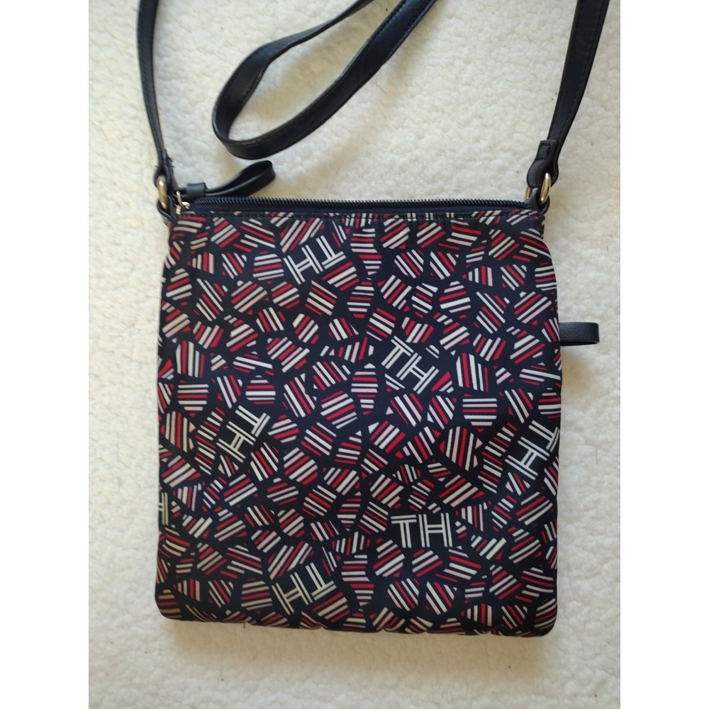 tommy hilfiger‎ Crossbody Bag Woman's Small Navy Red White Monogram Logo Zippers - Picture 7 of 8